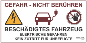 Klebeetikett für beschädigte E-Fahrzeuge