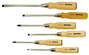 Schraubendrehersatz, Holzheft, 6-teilig