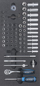 Werkstattwagensortiment, Steckschlüssel 1/4“, mit Ratsche, 66-teilig